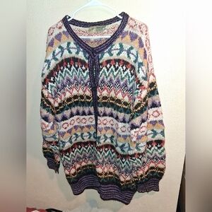 Vintage 100% Alpaca Hand Made Fair Isle Sweater 2X